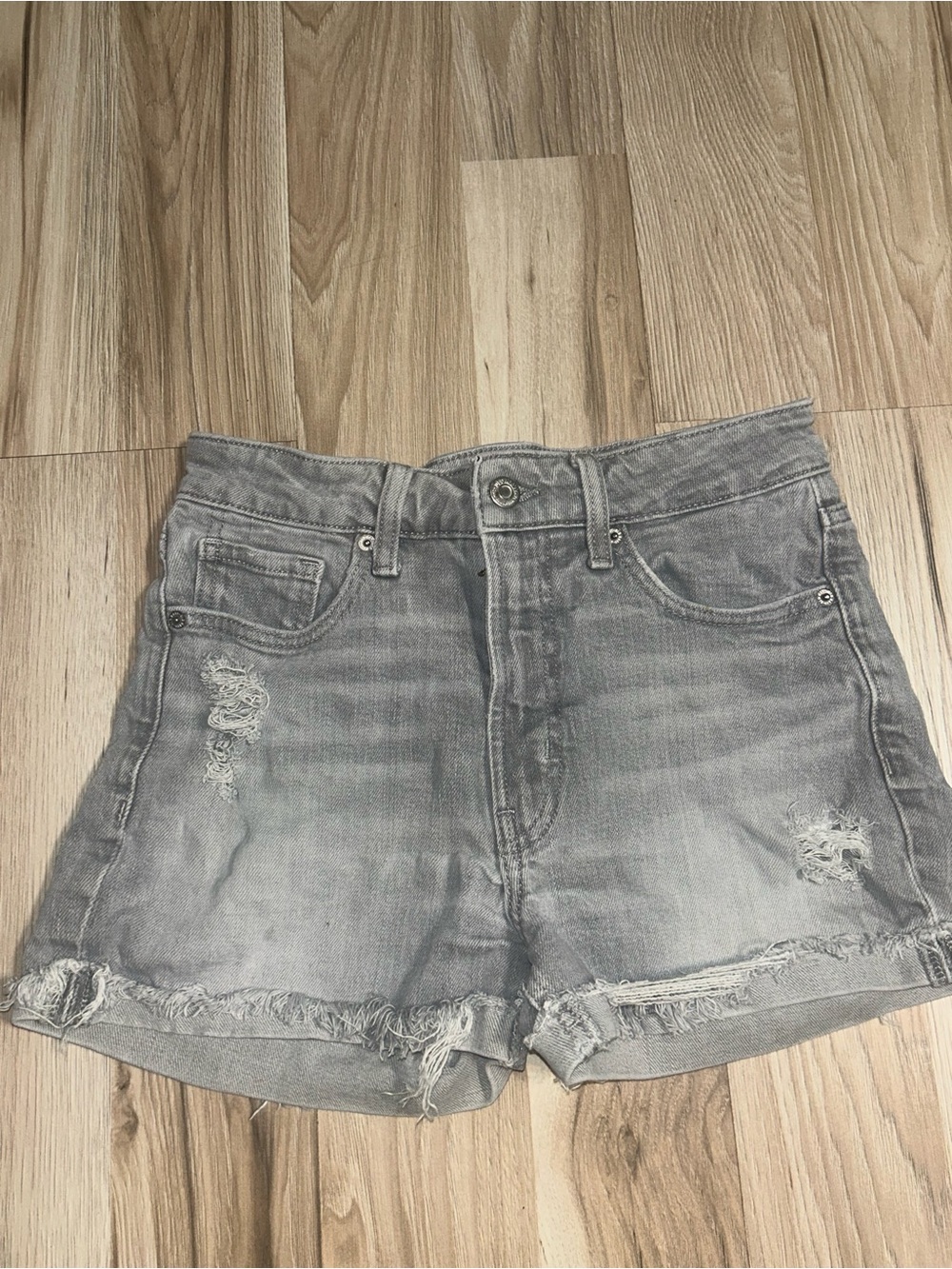 Old Navy Gray Distressed Denim Jean Shorts